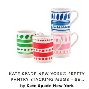 Kate spade lenox pretty pantry stacking cups mugs set of 4 nwot